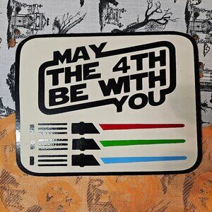 Handmade Wooden Vinyl Sticker Star Wars May the 4th Be With You Sign 12" x  9"